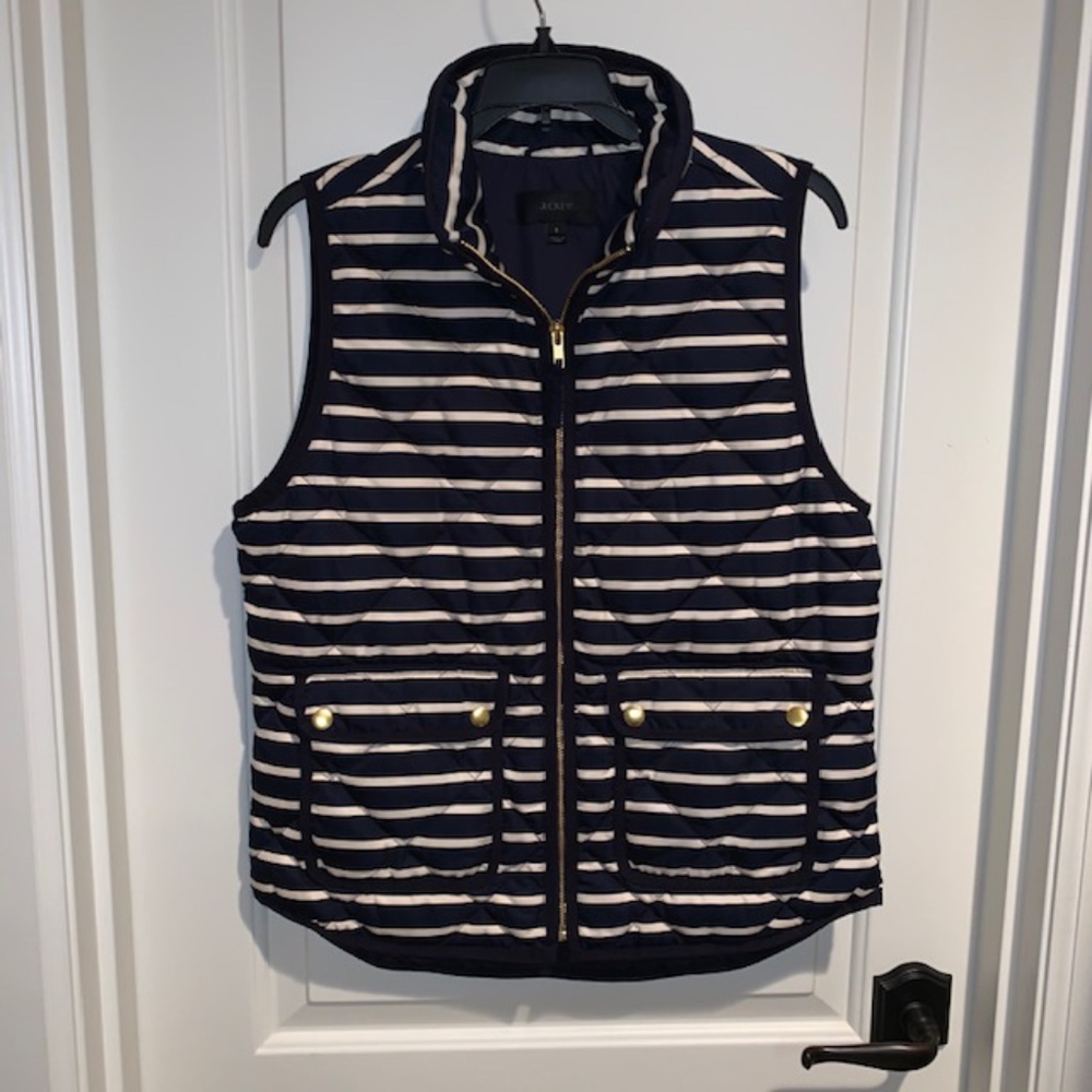 J.Crew Excursion Quilted Vest in Navy Stripe